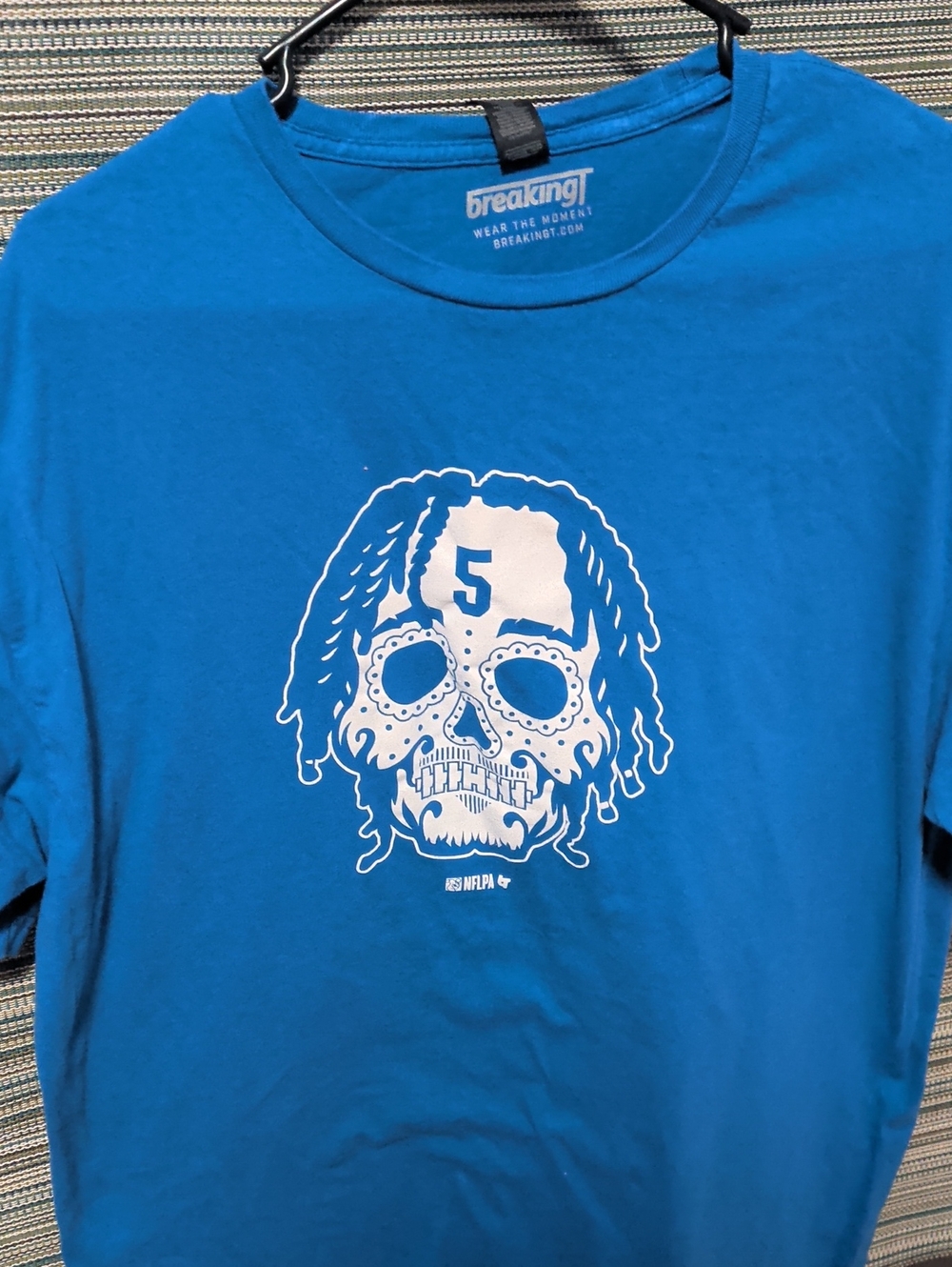 Men's, Indianapolis Colts quarterback Anthony Richardson, Blue Graphic Skull Tee